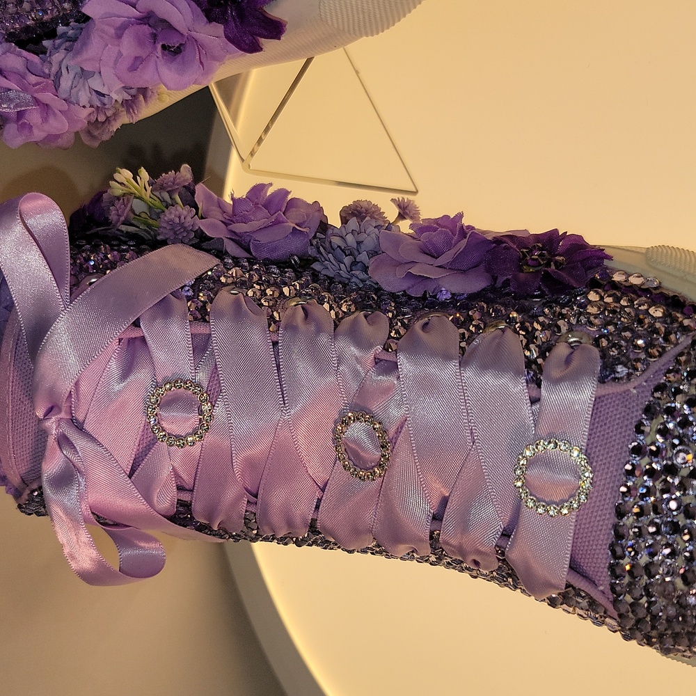 Floral Purple Women's Sneakers - Picture 4 of 8